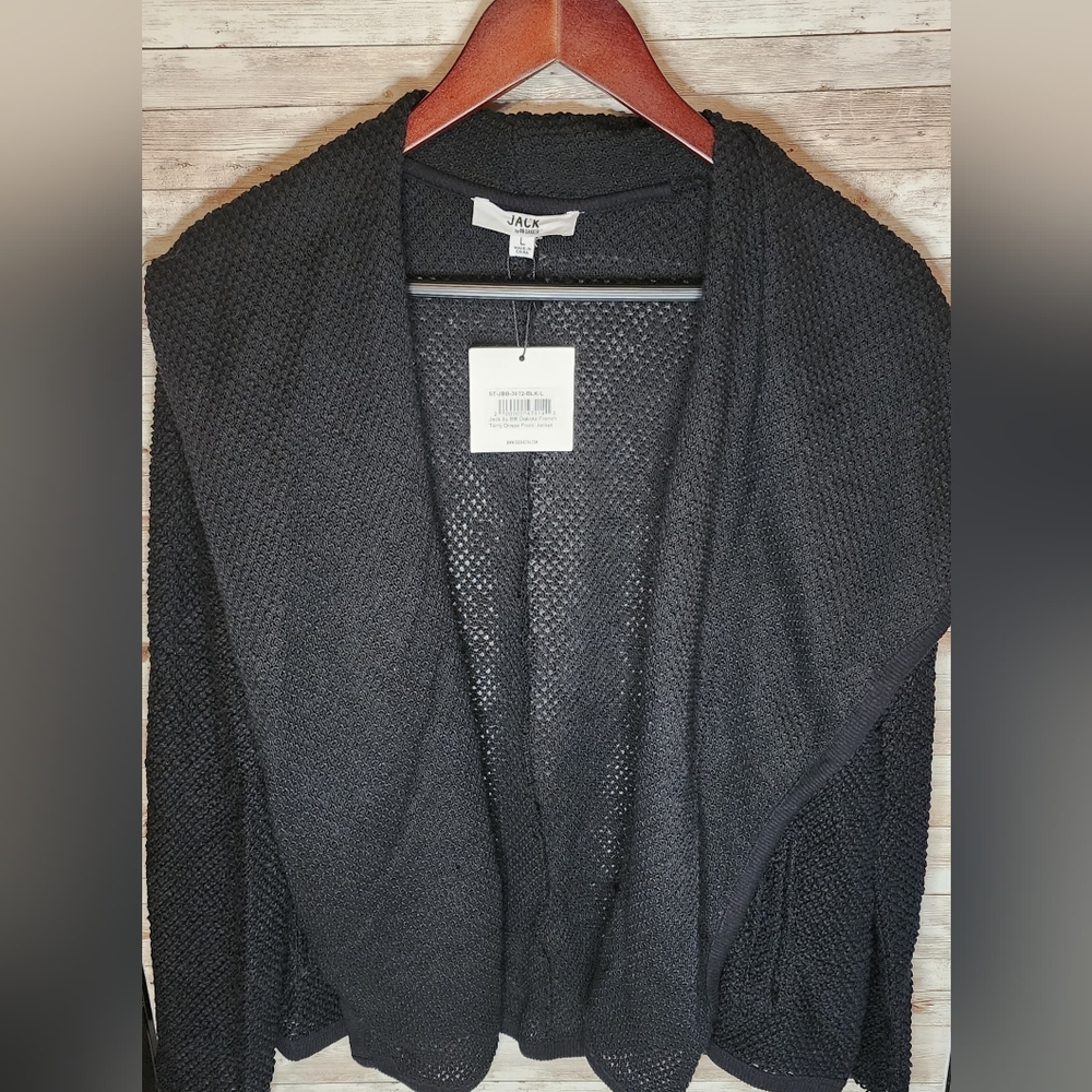 Jack by BB Dakota French Terry Drape Front Sweater Jacket - Large